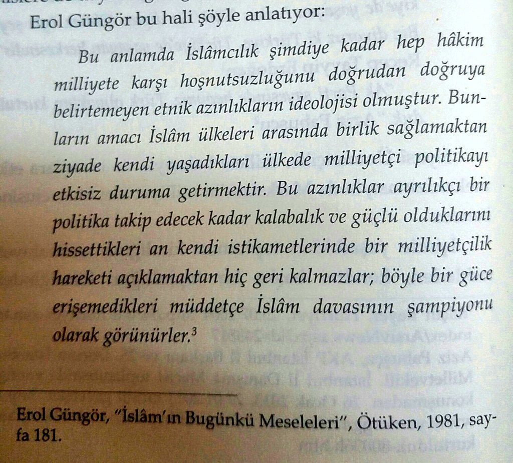 Yazar, bundan tam kırk iki yıl önce İslamcılığın gerçek yüzünü gözler önüne sermiş. Son çözümlemede Siyasal İslamcılık; Türklük, Atatürk, Türkiye Cumhuriyeti ve Türk Ordusu karşıtlığı ve düşmanlığı ortak paydasında buluşan, içimizdeki Müslüman azınlıkların  kamuflaj malzemesidir.