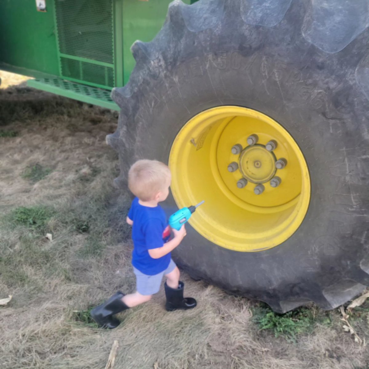 coonrunfarms's tweet photo. Had to bring in the A team today... Boone made sure he took his tools on our field lunch delivery today. #futurefarmer #harvest2023 https://t.co/nUe0SjTcJI