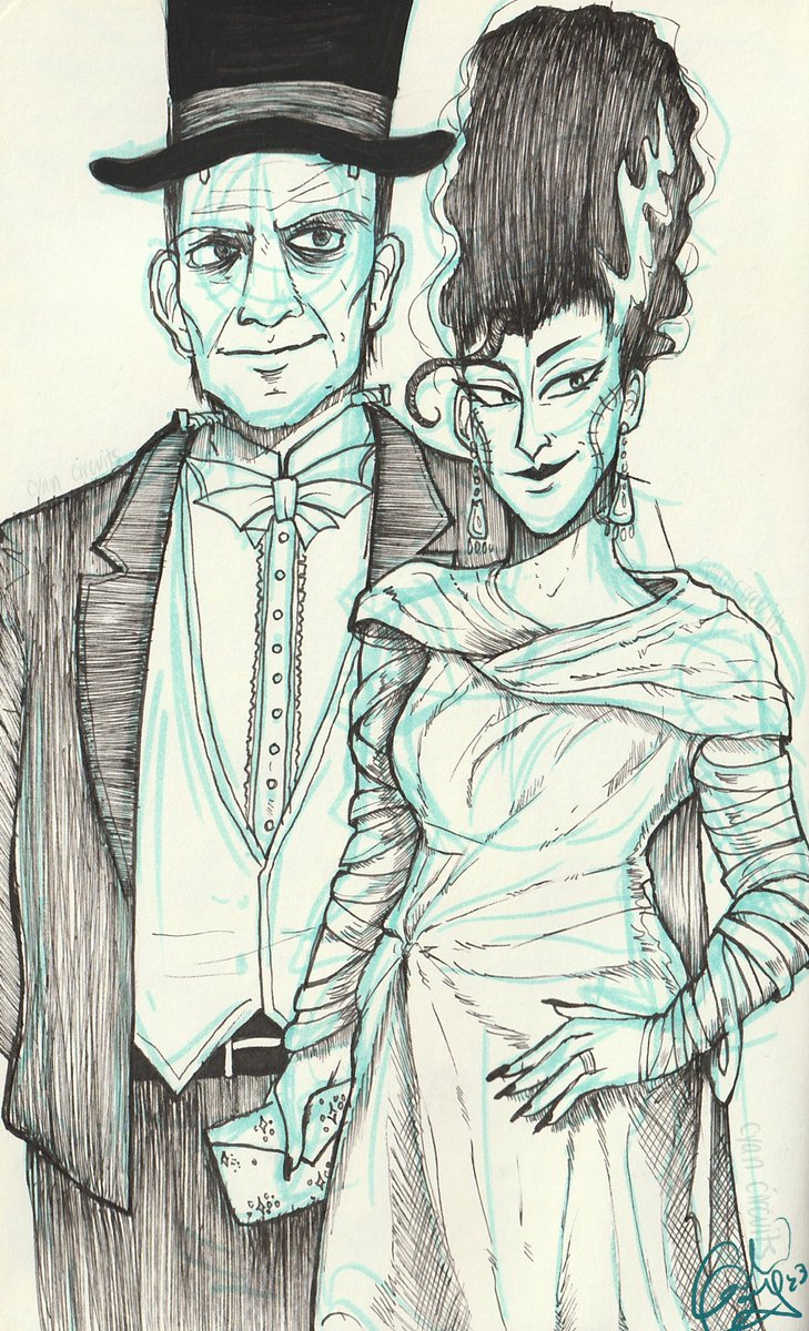 Quite an electrifying couple ⚡️

#DeadCoconutClub #HHN #BrideofFrankenstein #FrankensteinsMonster #sketch #cyancircuits