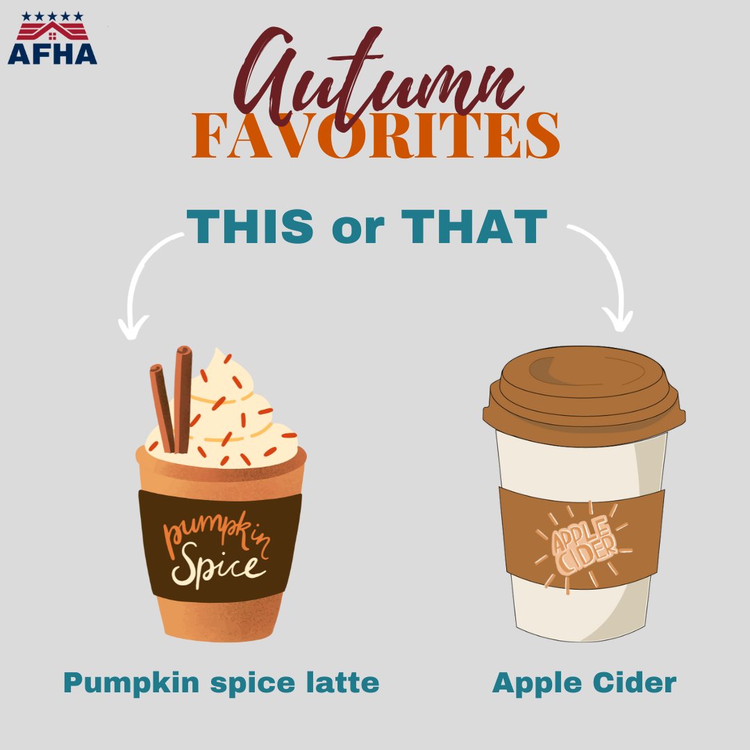 Welcome Fall 🍁🎃🧡

Who else is excited for cooler temperatures, hayrides, and pumpkin patches?

Tell me below: Are you team pumpkin spice latte 🎃 or hot apple cider 🍎?

#fall #applecider #pumpkinspicelatte #afha