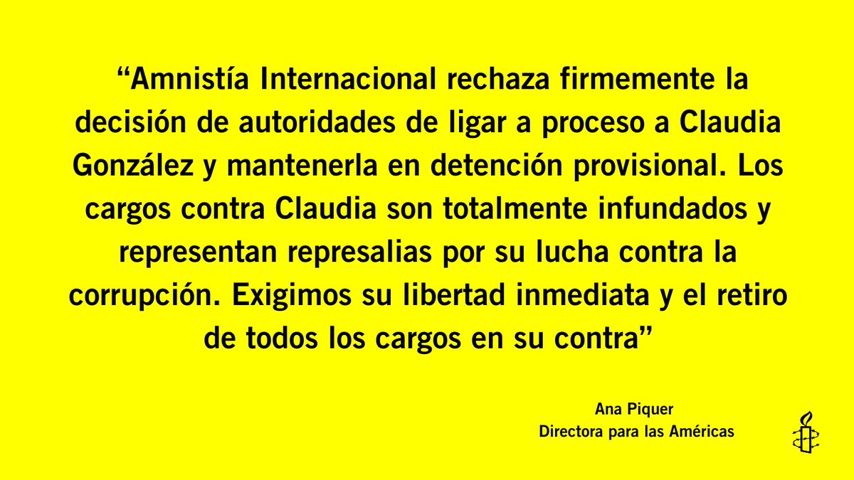 AmnistiaOnline's tweet photo. 🚨 #Guatemala 

Ayer, Claudia González, defensora de derechos humanos y abogada de personas operadoras de justicia criminalizadas quedó ligada a proceso y en detención preventiva en el marco de un proceso repleto de irregularidades.

Denunciamos estos hechos y exigimos #LibertadParaClaudia 👇