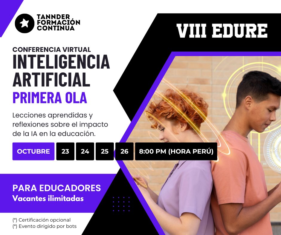 tannder_edu's tweet image. Estamos felices de anunciar una nueva edición de la conferencia virtual VIII #EDURE. Comparta la publicación e inscríbete ahora: forms.gle/J3VXqzJ2xfDLH8…