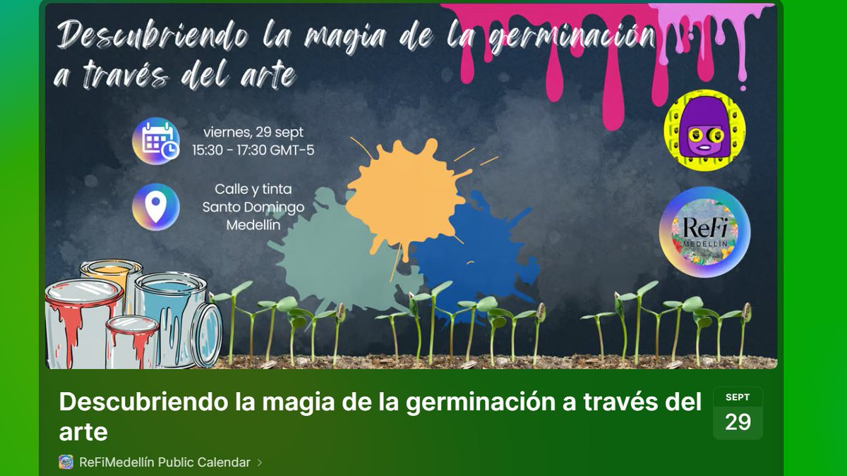 IleDesignia's tweet photo. ✨ Let's explore the  magic of germination through art. 
Join our creative experience! 
Sign up right now! ➡️ https://t.co/CPcdXqztxU 🎨🌿 
And stay connected with us to discover more about our events: https://t.co/P8ssGXgnKs
#Art #ReFi #watercolors 🇨🇴🌱 https://t.co/Ajy3T5Xb4L