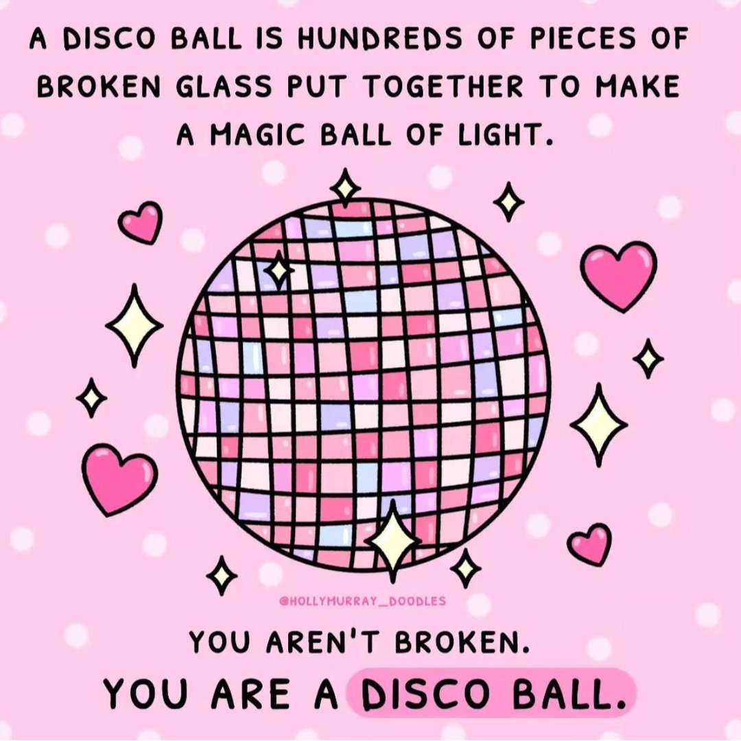 You are a DISCO BALL baby! A unique and bright light!! Keep shining bc your reflections are felt and seen all around you! ✨✨✨ credit: @hollymurray_doodles ✨ Also my personal favorite disco balls are from the DMV queen @libbylivingcolorfully 🪩✨ _________​​...