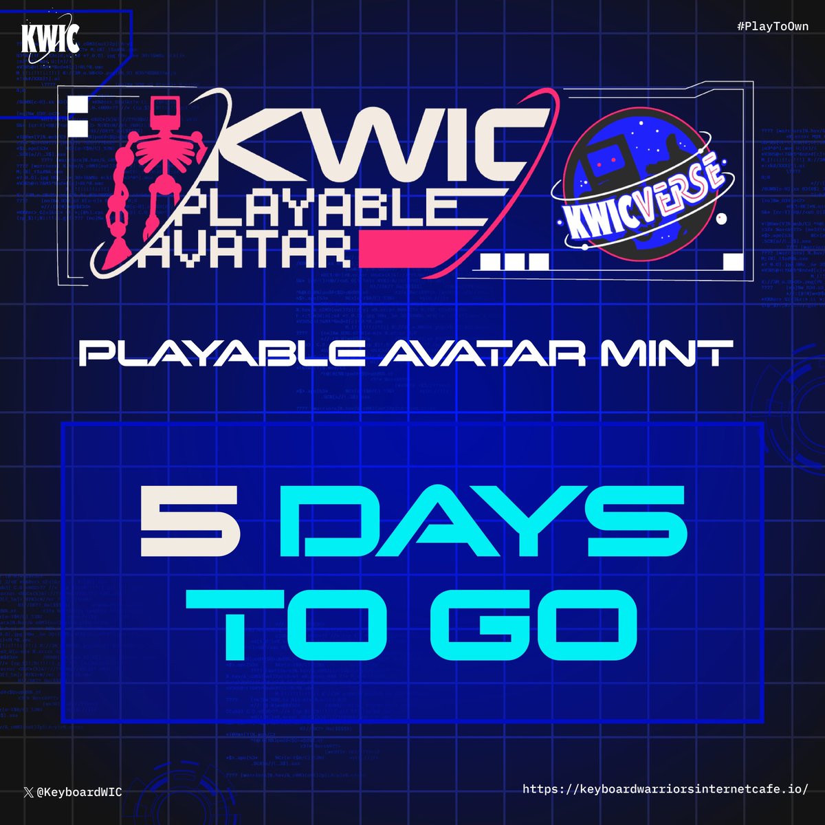 KeyboardWIC's tweet photo. kwic://5.days

There is now only 5 days left until the KWIC - Playable Avatar mint!

Join the KWIC discord for more information: https://t.co/2lnKKqmArr…

#PlayToOwn

#KWIC #CNFT #CNFTCommunity #Cardano #NFT #NFTCommunity https://t.co/FsdP3XW6aK