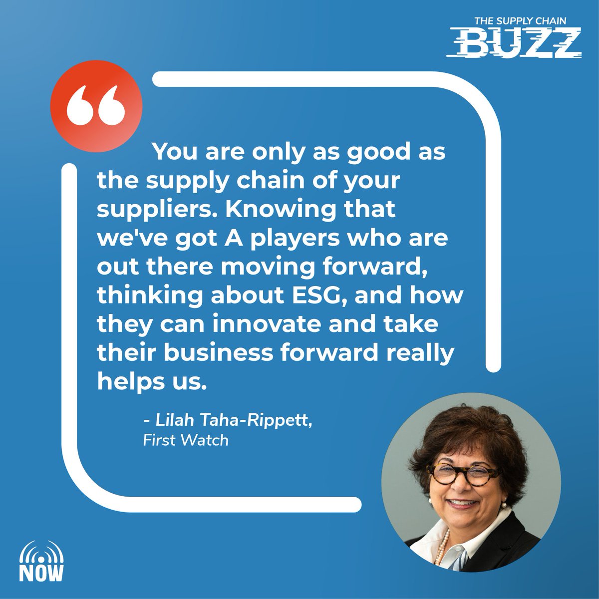 LisaH_Jackson's tweet photo. Check out our recent #SupplyChainBuzz episode, as @ScottWLuton welcomes Lilah Taha-Rippett, SVP of Supply Chain for FIrst Watch Restaurant Group, to the show.
Listen Now! https://t.co/cYS3JvBLa0
#supplychain #suppliers https://t.co/axJi6g6VIF