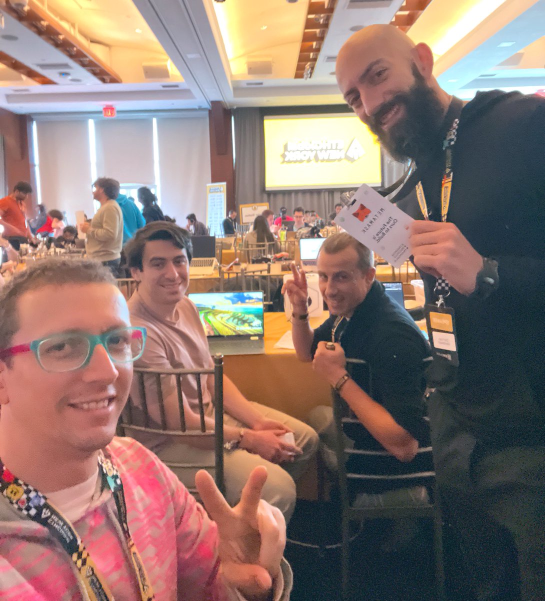 The team is building satellite security project using <a href="/MetaMask/">MetaMask.eth 🦊</a> Snaps and <a href="/cryptosat/">Cryptosat</a> this weekend at <a href="/ETHGlobal/">ETHGlobal</a> New York with Amir, <a href="/ymcrcat/">Yan Michalevsky</a> and <a href="/danieltbar/">Daniel Bar 丹尼尔</a> 

Awesome to jam with <a href="/ziadmtl/">Ziad Saab</a> of <a href="/Consensys/">Consensys.eth</a> 

Stay tuned to our hackathon submission tmw! 

🦊⚡️🔑🛰️🛡️