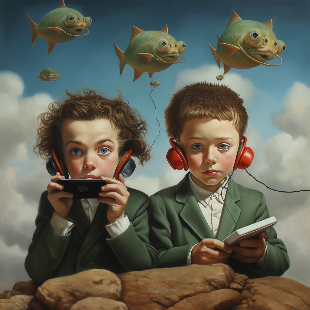 mjmasterpieces's tweet photo. surrealism oil painting of children on cell phones #nft #AI #art #painting #nftartist #AIartgallery #DigitalArt #artwork #AIart #generativeart #GenerativeAI #artwork #artist #artistsofinstagram https://t.co/BZBGLDd77m https://t.co/VnFhV5AAiJ
