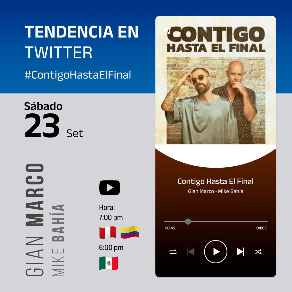 CfoGMEcuador's tweet photo. #ContigoHastaElFinal 
@gianmarcomusica
@MikeBahia
https://t.co/Y7ZcQ0oPd5… https://t.co/Yt2TqLPgjt