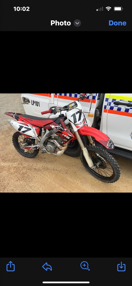 Dirt bike seized and impounded  by Pingelly Police 24/09/23 as a result of enquiries . Timely reminder to keep off riding on roads . #fb