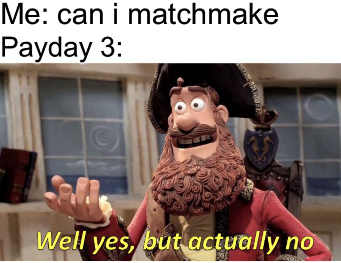 BCNSGames's tweet photo. @PAYDAYGame This is how it feels trying to get into a match, try to que 4-5 times at least before it will connect https://t.co/vJK5YUHHGp