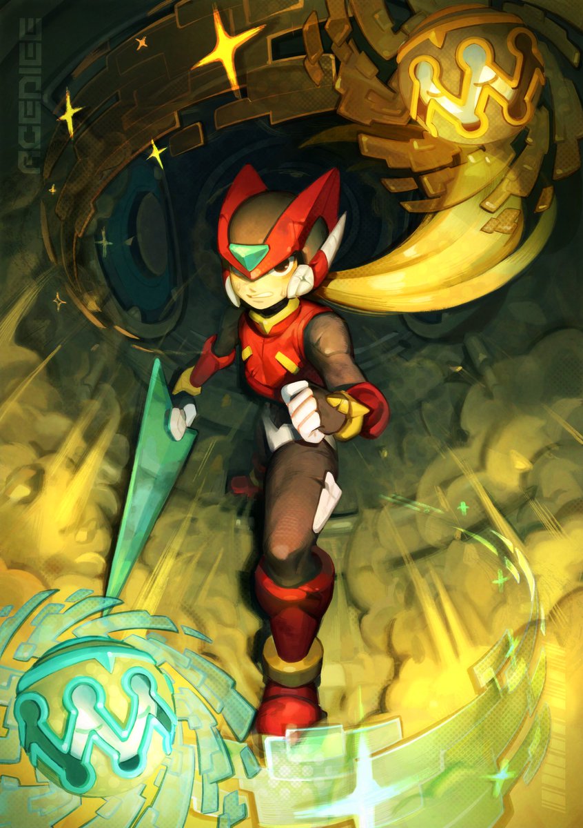 I can finally post my Megaman <a href="/MechHeartZine/">Mechanical Heart: A Megaman Zine</a> contribution! Here's Zero from the missile scene in MMZ3 (I really love that he goes 'Gulp!' here)