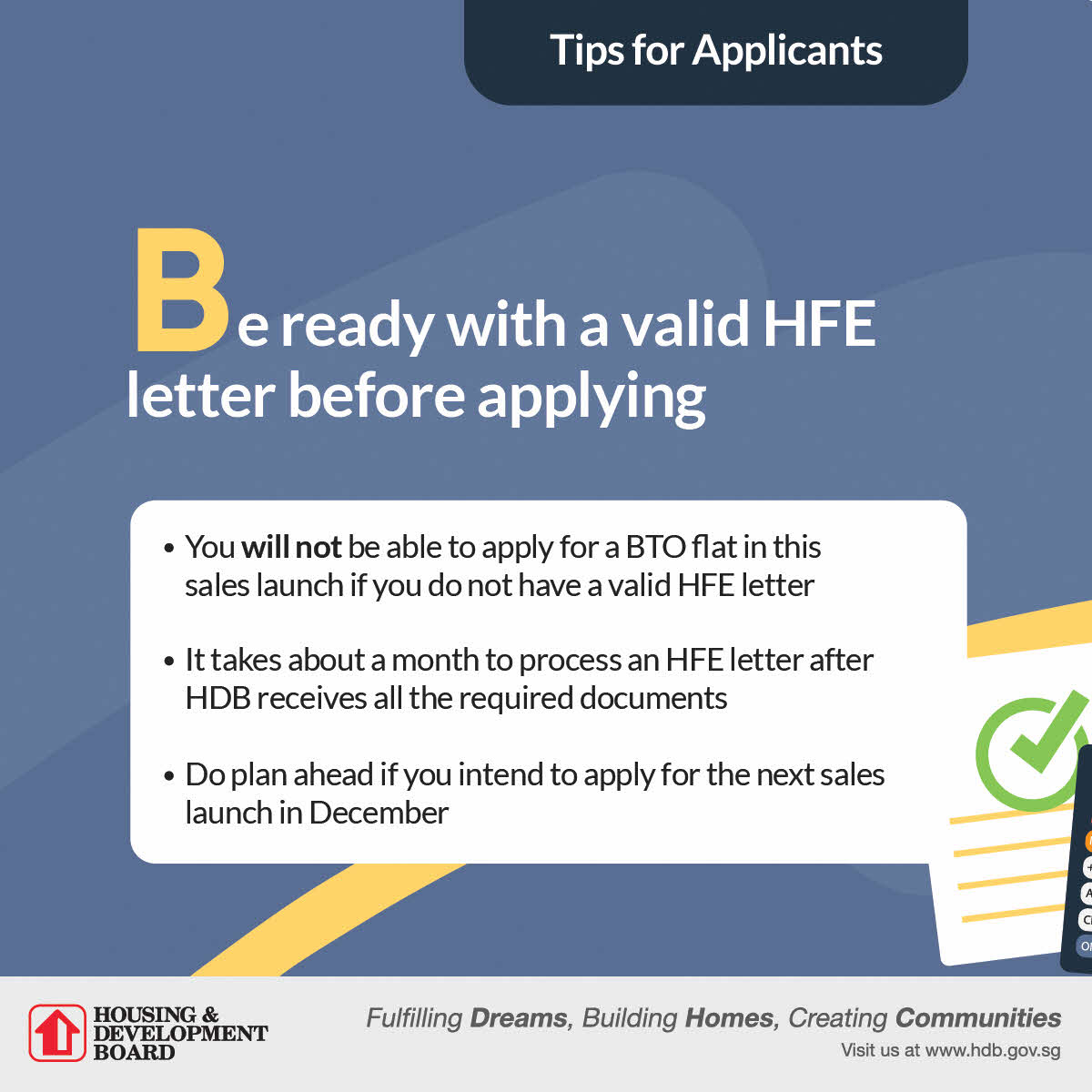 SingaporeHDB's tweet photo. Ready to #BTOgether at the upcoming sales launch? It’s as easy as 🔤!
To plan your budget, use our online calculators at https://t.co/qvTZ5yKefO. Simply input the info from your approved HFE letter, and you will be able to work out your flat budget. https://t.co/nPbEMya3vR