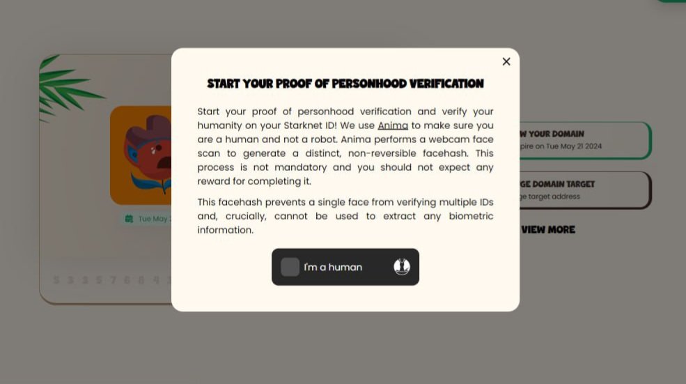 👾 Starknet ID verify quét khuôn mặt chóng bot

➡️ Truy cập: app.starknet.id
➡️ Verify &amp; liên kết : X, Discord, khuôn mặt

✅️  Cá nhân mik nghĩ dự án này back sau nó là team starknet lúc vừa mới mainet và bán domain thì domain .id đc tích hợp rất nhanh vào