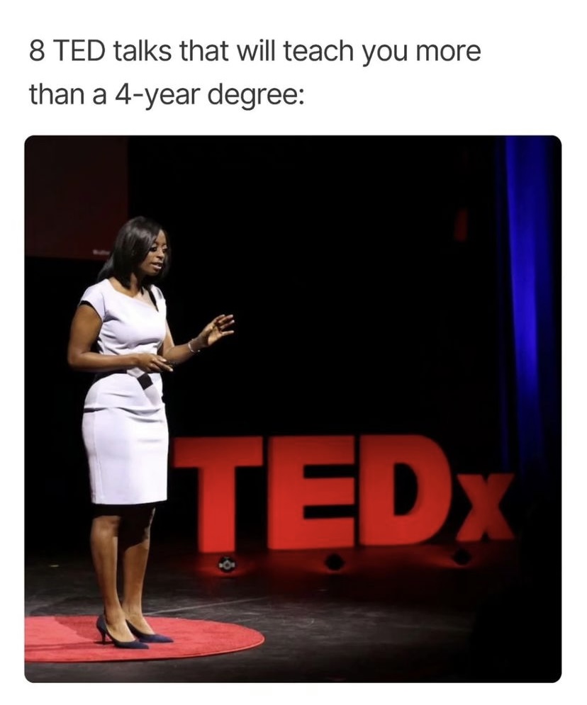 TBusinessaholic's tweet photo. There’s over 57,843 TED talks…

But here’s 20 you NEED to watch: https://t.co/VNERysmq5S
