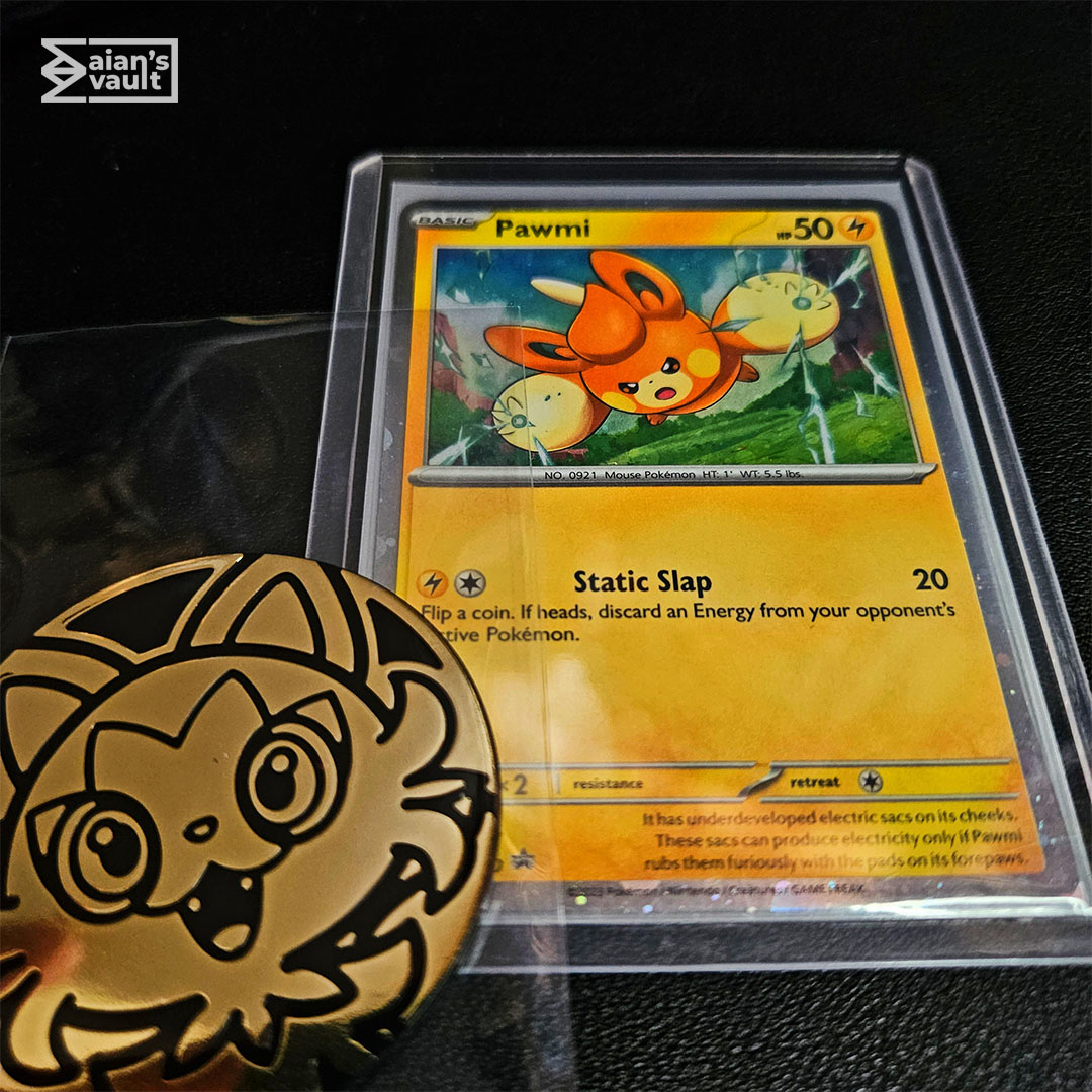 AiansVault's tweet photo. Pokemon TCG Obsidian Flames Blister Pawmi card pulls!
Got a cute Sprigatito coin!

Pull video on my IG/TIkTok! 🧡

#aiansvault #CardPulls #Pokemon #PokemonTCG #PokemonCollection #ScarletAndViolet #BlackStarPromo  #Common #Uncommon #Rare #Pawmi #Lechonk #Toedscruel #Toxtricity https://t.co/yvFcN1pdh8