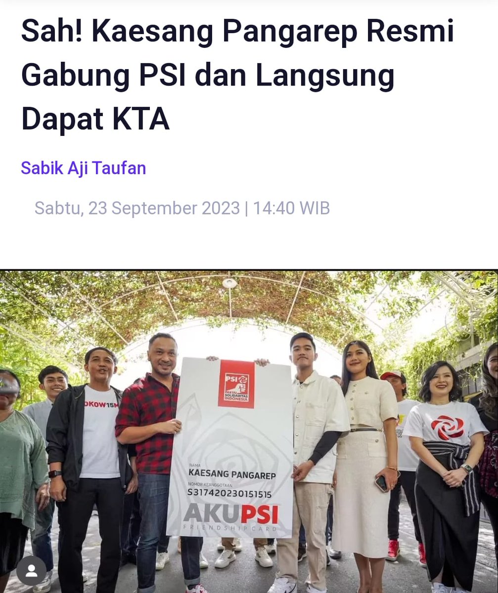 PAK JOKOWI BENAR KE GANJAR?
.
.
.

Kalau titik pijaknya dari Kaesang yang terkonfirmasi sudah menerima kartu anggota PSI, bukan bermaksud membuat kecil hati para pendukung Ganjar, itu mulai terbantahkan. Pak Jokowi dan keluarga memang terlihat sedang memberi sinyal menjauh.

Pun