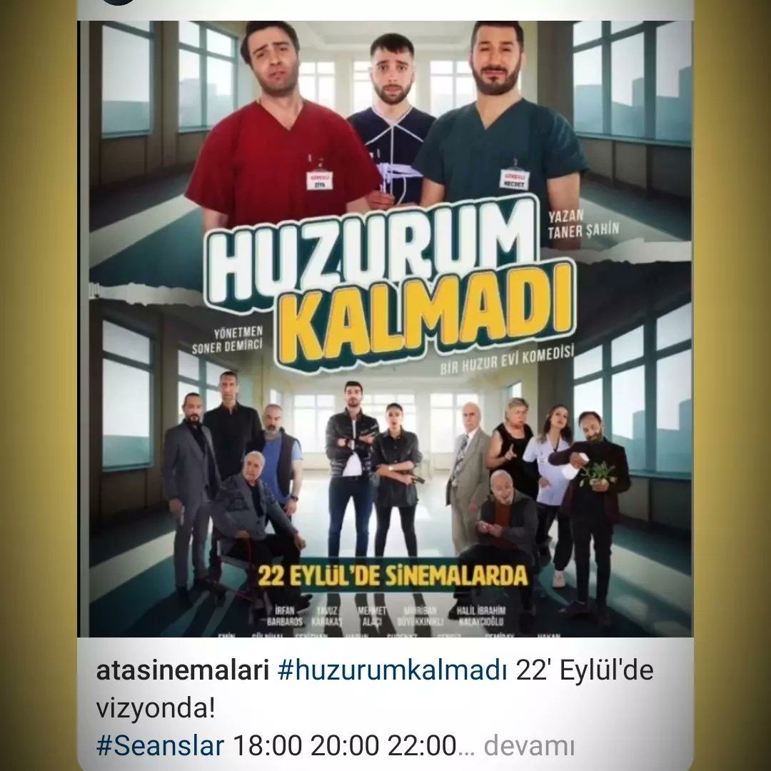 AtaSinemalari's tweet photo. #huzurumkalmadı 22' Eylül'de vizyonda! 
#Seanslar 18:00 20:00 22:00

#atasinemalari #Bayburtuniversitesi #bayburtmerkez #bayburtkalesi #baybertibtaber #babertiküliyesi #atasinemalari #bayburtspor #bayburt #gümüşhane #erzurum #erzincan #trapzon #film #filmm #komedidükkanı https://t.co/yEsCNXvDmm