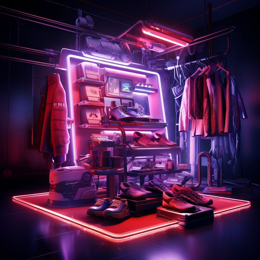 mjmasterpieces's tweet photo. 2) retail poster with neon lighting vacuum cleanner kettle iron and fashio shoes in the racks --s 250 #nft #AI #art #painting #nftartist #AIartgallery #DigitalArt #artwork #AIart #generativeart #GenerativeAI #artwork #artist #artistsofinstagram https://t.co/4VzzBR0m2E https://t.co/sNCkHgqQ8w