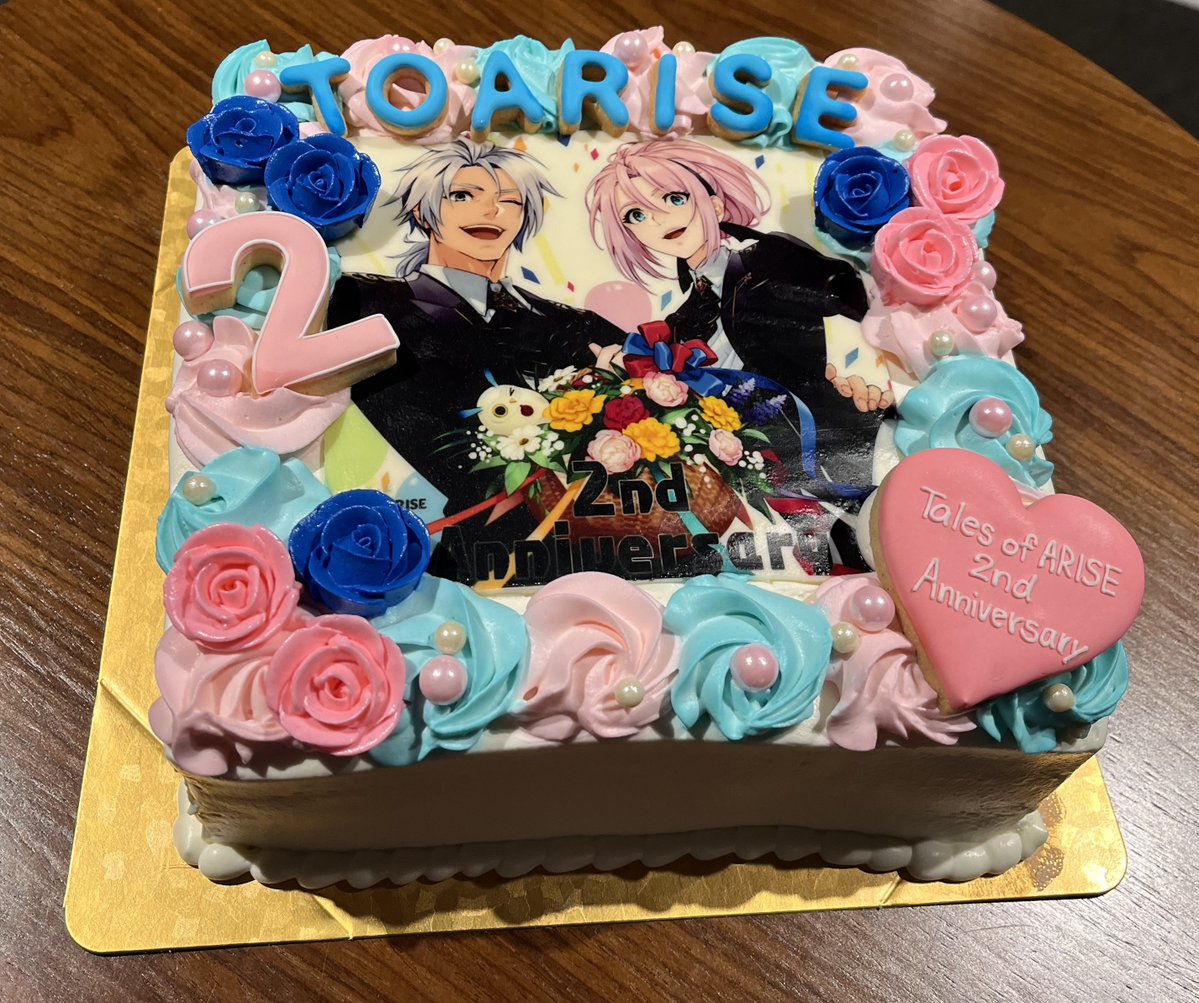 #TGS2023 ありがとうございました！

「Tales of ARISE 2nd Anniversary スペシャル配信」にて登場したお祝いの🎂ケーキ🎂です✨

11月に新規大型DLC「Beyond the Dawn」も登場するアライズを、これからもよろしくお願いします！

 #テイルズ #TOARISE_BtD