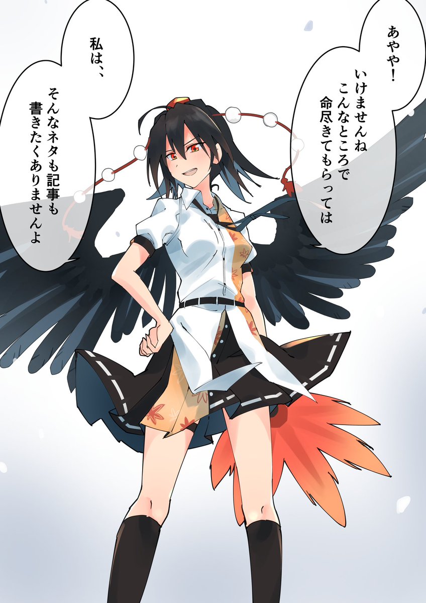 #東方Project #射命丸文 
いざって時に頼もしい射命丸文 