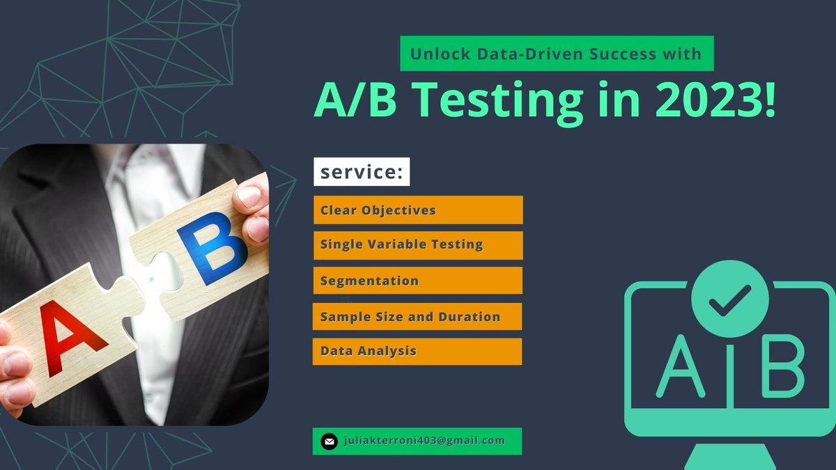 JuliakterDM7's tweet photo. "Unlock Data-Driven Success with A/B Testing in 2023! 📊 Harness the power of experimentation to optimize your marketing strategies and drive superior results.#ABTesting #SplitTesting #Experimentation #ConversionOptimization #TestingMetrics https://t.co/4TTjlDN7FY