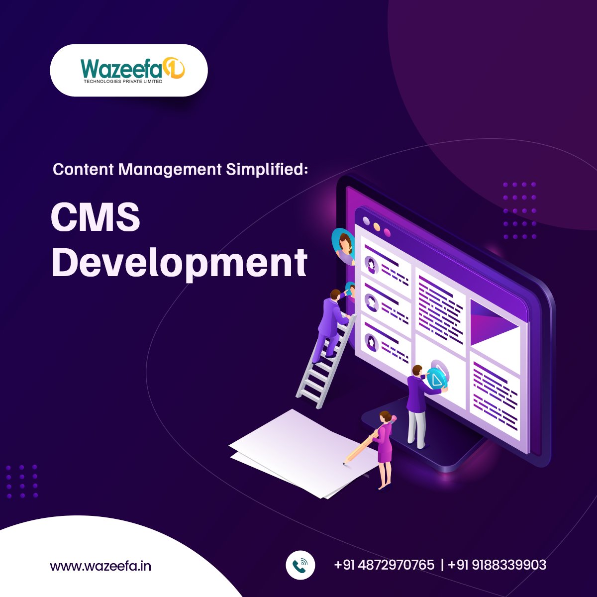 Unlock the Power of Control! Our CMS Website Development Service empowers you to manage your online content effortlessly. 
Know more: wazeefa.in/cms-developmen…
Reach us for free quote.
✆ +91 9188339903

#CMS #WebDevelopment #YourWebsiteYourWay #kochi #thrissur #kerala