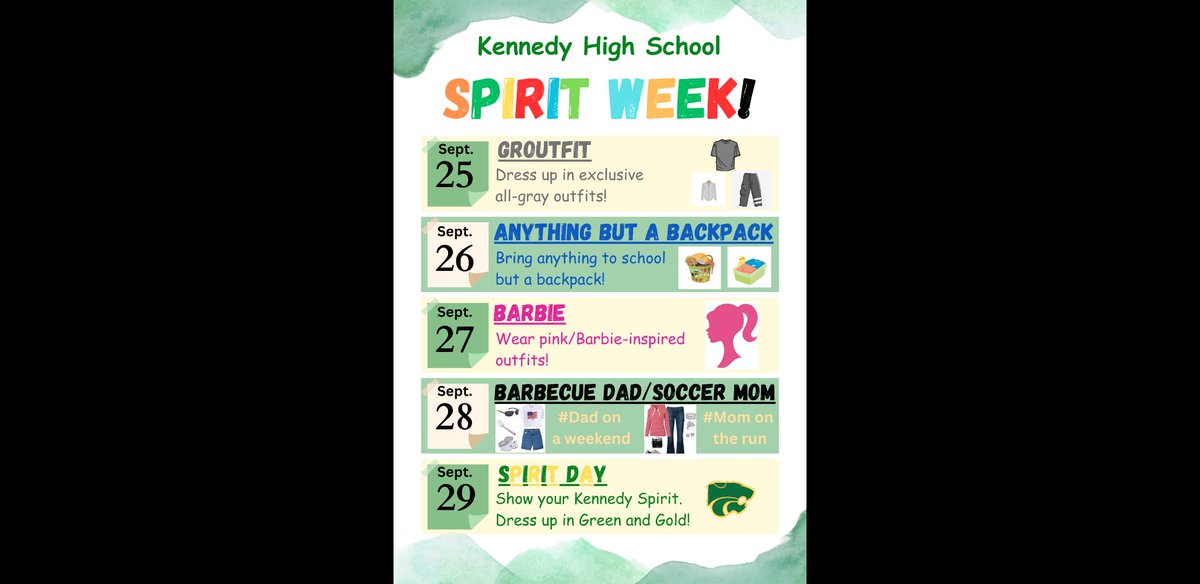 Class of 2026,
Get ready for Spirit Week!!
#kennedy #classof2026 #spiritweek