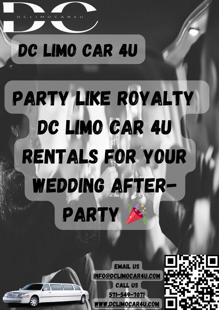Party Like Royalty: DC Limo Car 4U Rentals for Your Wedding After-Party 🎉
Keep the celebration going with DC Limo Car 4U Rentals! Reserve your limo and let the party begin! #WeddingAfterParty #DCNightlife #LimoParty #dclimocar4u