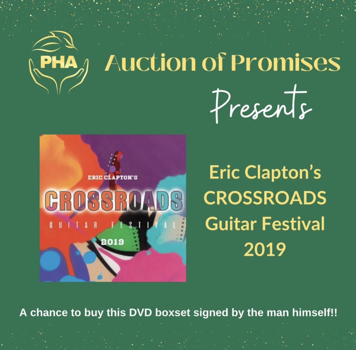 🎸🌟🎸🌟🎸🌟🎸🌟🎸🌟🎸🌟🎸🌟🎸🌟🎸🌟🎸🌟

Eric Clapton, one of the world's pre-eminent blues/rock guitarists, once again summoned an all-star team of six-string heroes for his fifth Crossroads Guitar Festival in September 2019.

Place your bids here:  auctionofpromises.com/lotread.aspx?l…

Our