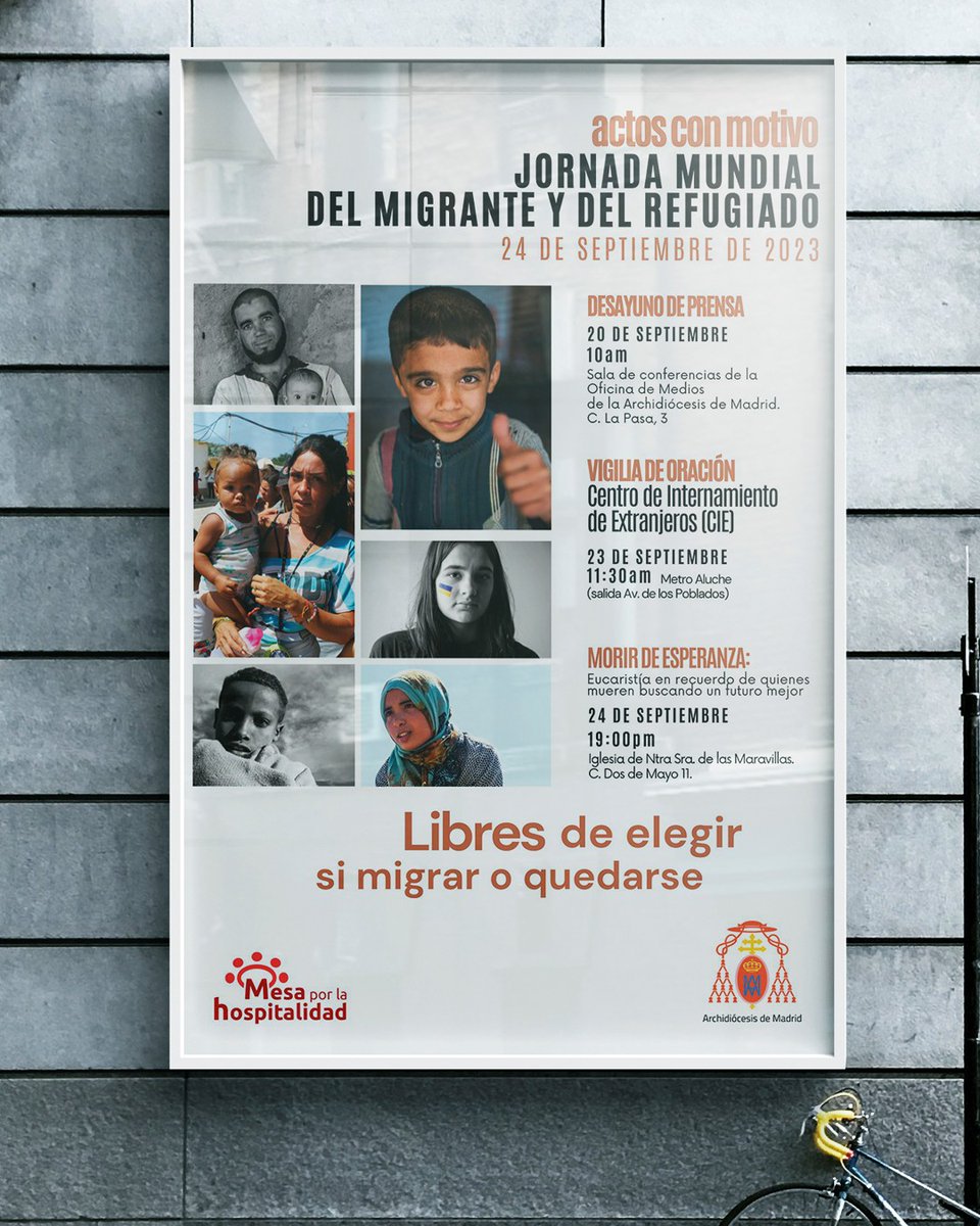 CaritasMadrid's tweet photo. “Libres de elegir si mirar o quedarse”, así es como entendemos la #migración, como una decisión tomada en libertad y libre de prejuicios. Hoy nos sumamos a la celebración la Jornada Mundial del Migrante y Refugiado #JMMR #24S
📍Consulta actos y súmate
https://t.co/YfMLiow9hB https://t.co/gnTctjVSzM