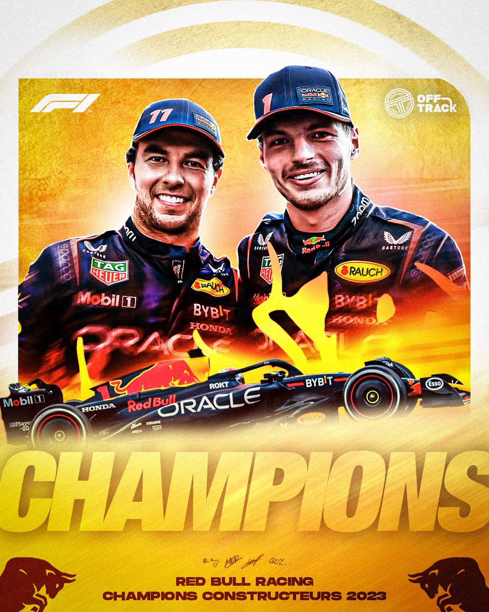 TearOffFR's tweet image. 🚨 RED BULL CHAMPION DU MONDE CONSTRUCTEURS 2023 ! 🏆

Red Bull remporte son 6e championnat du monde constructeurs de son histoire ! 👑

#F1 #JapaneseGP
