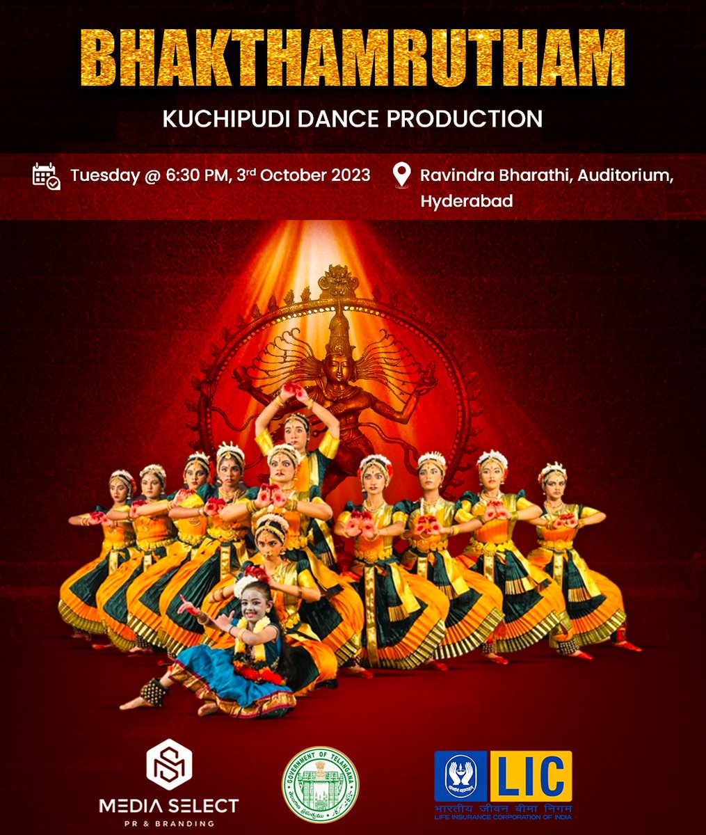 POLNOISEMAKERS's tweet photo. *BHAKTHAMRUTHAM*
kuchipudi Dance Program
Tuesday 6.30 pm
Venue: Ravindra Barathi Auditoriam.
#Bhakthamrutham
#KALAKRUTIZZACADEMYOFARTS
#mediaselectprbranding
#mediaselectcomunications
#mediaselectindia
#mediaselect
#neelamramesh
#branding
#mediapr
#Padasevanam
#Archanam https://t.co/ZIpwfbNBNm