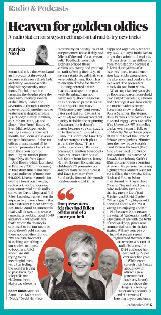Great to wake up to this lovely piece about us in the Sunday Times today.  We're so happy to have forsaken our retirements to create our station - and you make it all worthwhile.