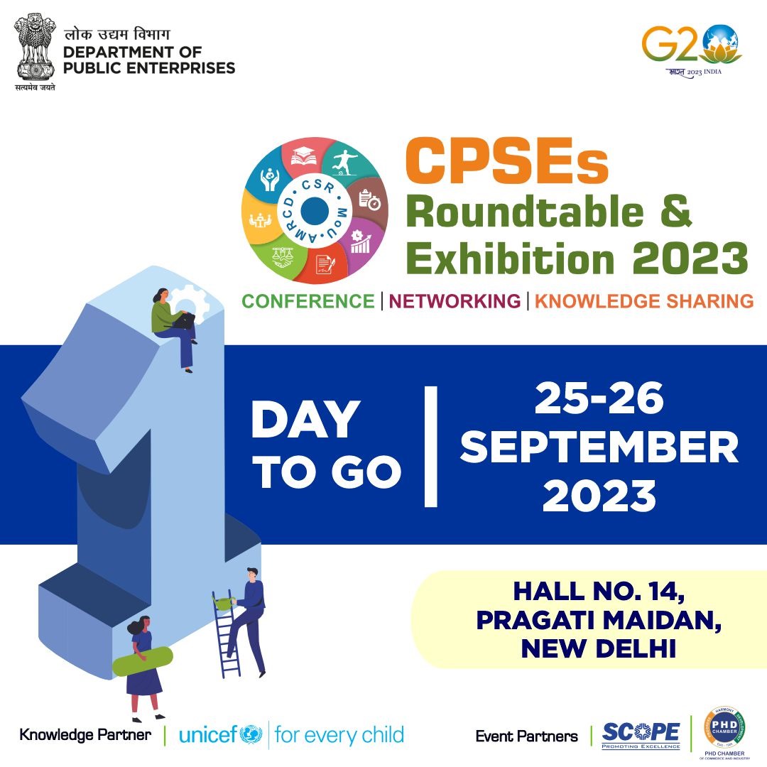 DPE_GoI's tweet photo. CPSE Roundtable and Exhibition 2023 Innovation, Collaboration, Social Commitment
#CPSERoundtable #HealthyNationHappyNation #AspirationalDistricts #Stunting #TBMuktBharat #AnaemiaControl #TOPS #CSR #MoU https://t.co/lHE5nKzmMR