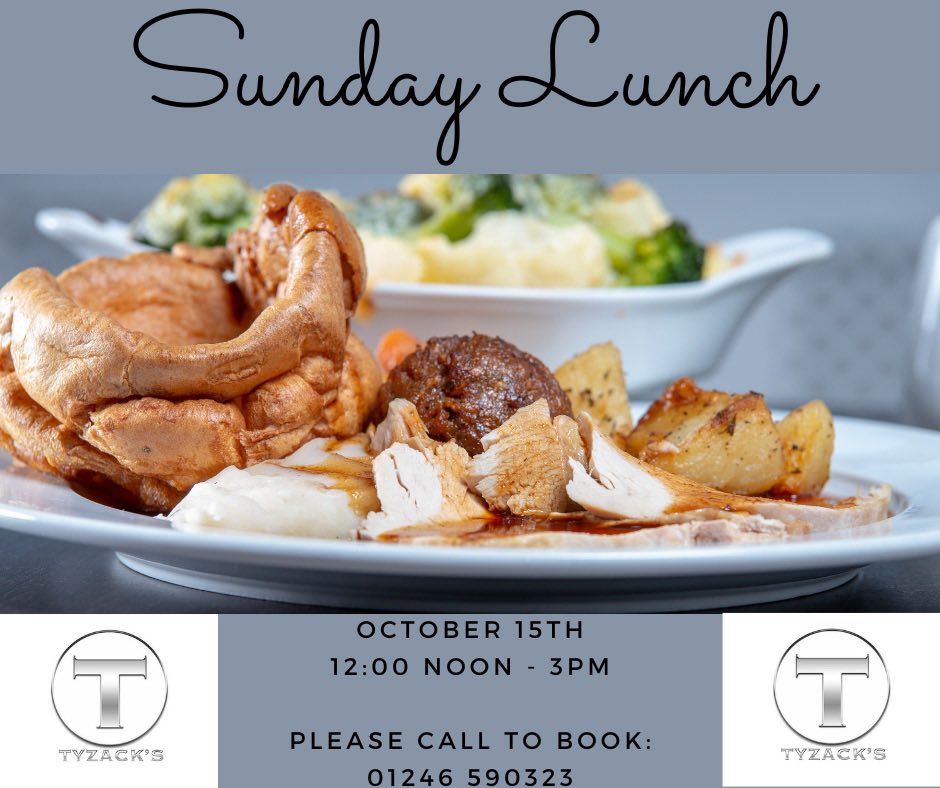 Don’t be disappointed and miss out on our Sunday Lunch, 15th October, 12:00 - 3pm @tyzack_s #homemade #traditional #wholesome #hearty Bringing tasteful to the table Open to the public, everyone welcome 01246 590323 @DesChes @derbyshireprom1 @StickyBeakBlog @chesterfielduk