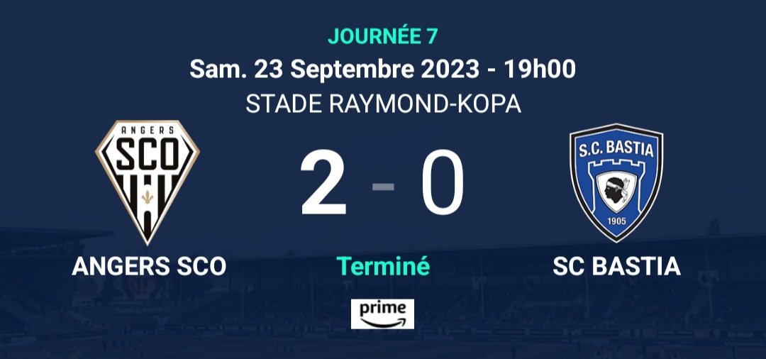 RÉSULTATS J7 - Angers 2-0 Bastia 
#Ligue2 #SCOSCB