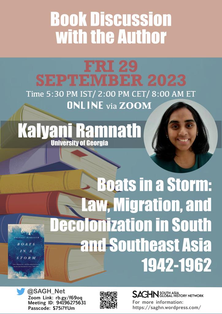 Please join us for our book discussion series with @kalramnath on her latest book, Boats in a Storm. Date: 29th September 2023 Day: Friday Time: 5.30pm-7pm (IST) Zoom link : liverpool-ac-uk.zoom.us/j/94196275631?… Meeting ID: 941 9627 5631 Passcode: $75i?YUm