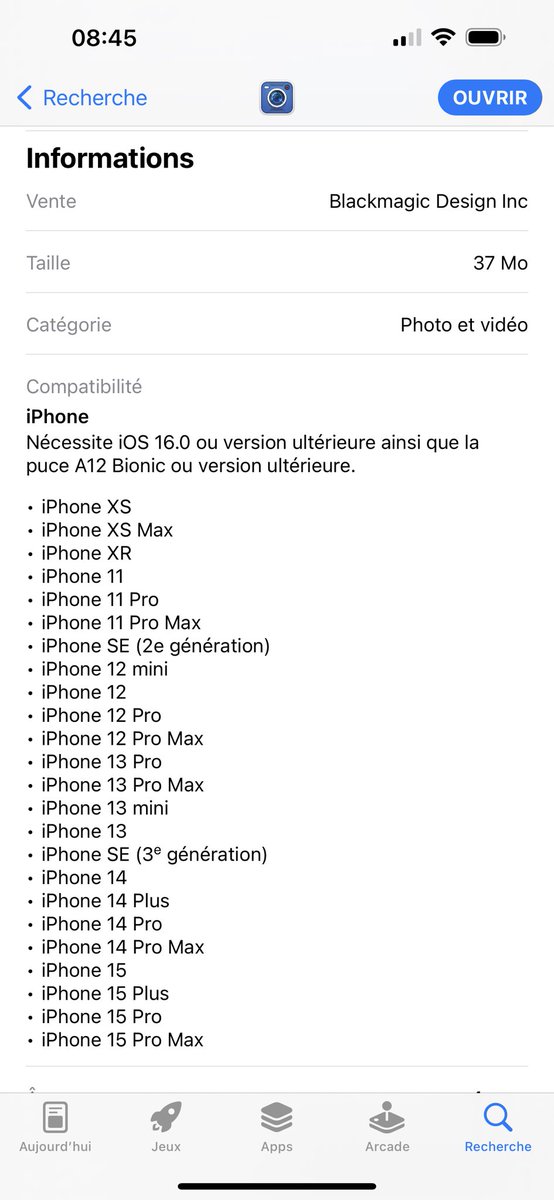 LaurentClause's tweet image. Pour info, l’appli Blackmagic Camera nécessite un iPhone XS/XR au moins et iOS16. Alors que @FilmicPro fonctionne sur les vieux iPhone X, 8 et 7 avec iOS14 😉. #MoJo #videomobile