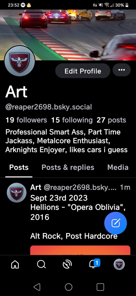 Reaper2698's tweet photo. Its not like i really have a presence here, you can still find me on Discord but i also have one of these. I've been listening to one album/EP a day and chronicling it if that interests you (it probably doesn't) https://t.co/pKpcUuLF8m