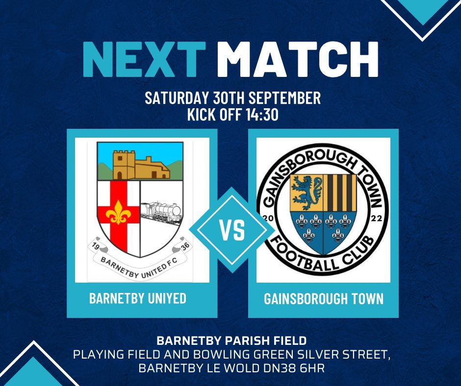 Gainsborough Town FC (@gainstownfc) on Twitter photo Our next game is away to <a href="/BarnetbyFc/">Barnetby United FC</a> , and this is a return to the league after 3 wins in the cup. The boys will be looking to get their first 3 points on the table and carry on the good form. Our next game is away to <a href="/BarnetbyFc/">Barnetby United FC</a> , and this is a return to the league after 3 wins in the cup. The boys will be looking to get their first 3 points on the table and carry on the good form.