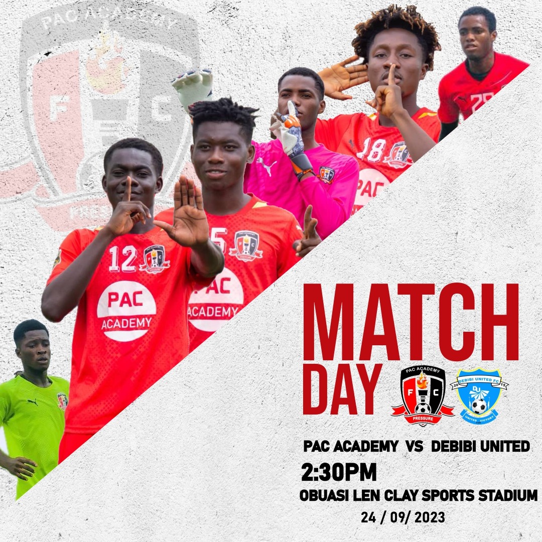 pacacademyfc's tweet photo. Today's Pre-Season Friendly 

v DEBIBI UNITED FC
🏟️ Obuasi Len Clay Sports Stadium.
🕑 2:30pm

#pressure #pressurearena  #pacfc https://t.co/nbUaJpjV4W