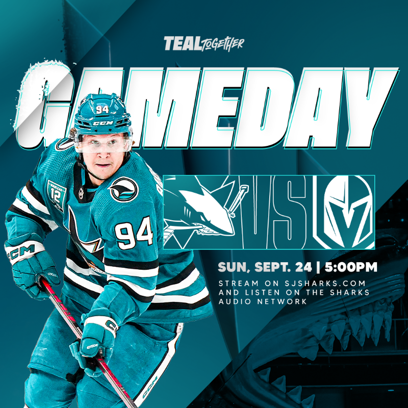 SanJoseSharks's tweet photo. SHARKS (preseason) HOCKEY IS BACK!

🆚: Golden Knights
⏰: 5 p.m. PT
🎙️: @SharksAudioNet
📺: https://t.co/La2Bog8Z8D