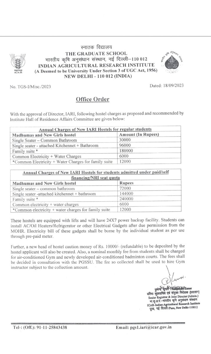 Anujyd04's tweet photo. #IARIFeesMustFall
@hpathak_icar @aks_gene @iaripgssu2022 @aiobcsa @BABSA_IARI @ndtv
@icarindia Why so much fee hike at IARI? Why the authorities have became so money minded?
Why the phd scholars are not given hostels despite being a newly built 500 room hostel in the campus https://t.co/u9lybEwGzk