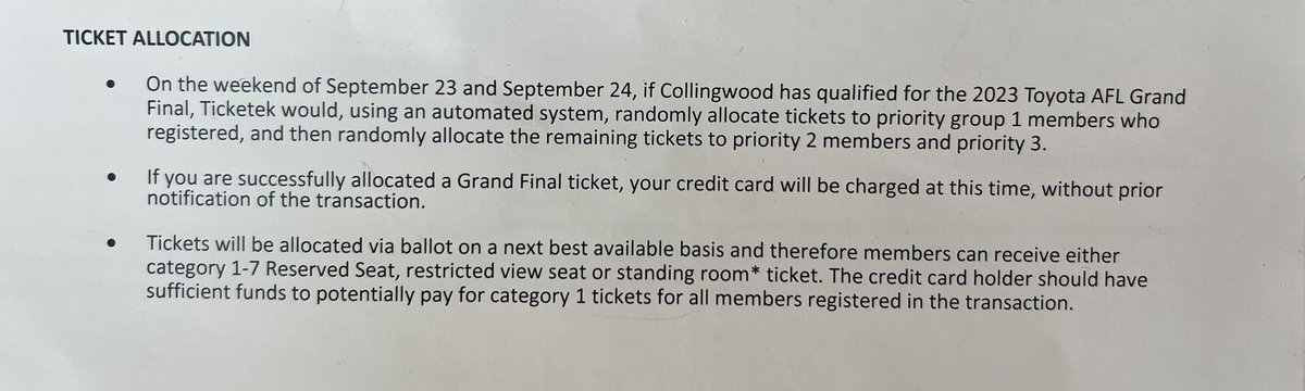 If <a href="/Ticketek_AU/">Ticketek Australia</a> allocated tickets as instructed by <a href="/CollingwoodFC/">Collingwood FC</a> and <a href="/AFL/">AFL</a>… how did P2&amp;3 get better a category allocated than P1?
