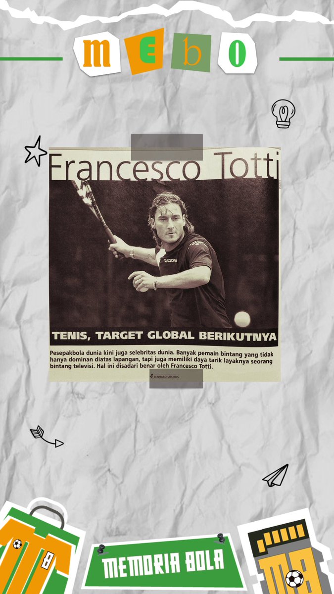 #kliping
#mebo
#scrapbook
#memoriabola
#totti
#GliAzzurri
#asroma

kalau twit ini lewat di TL kalian, boleh minta tolong masukan nya untuk desain ala ala scrapbook ini

sekadar info, ini lagi iseng iseng aja bikin pake PowerPoint