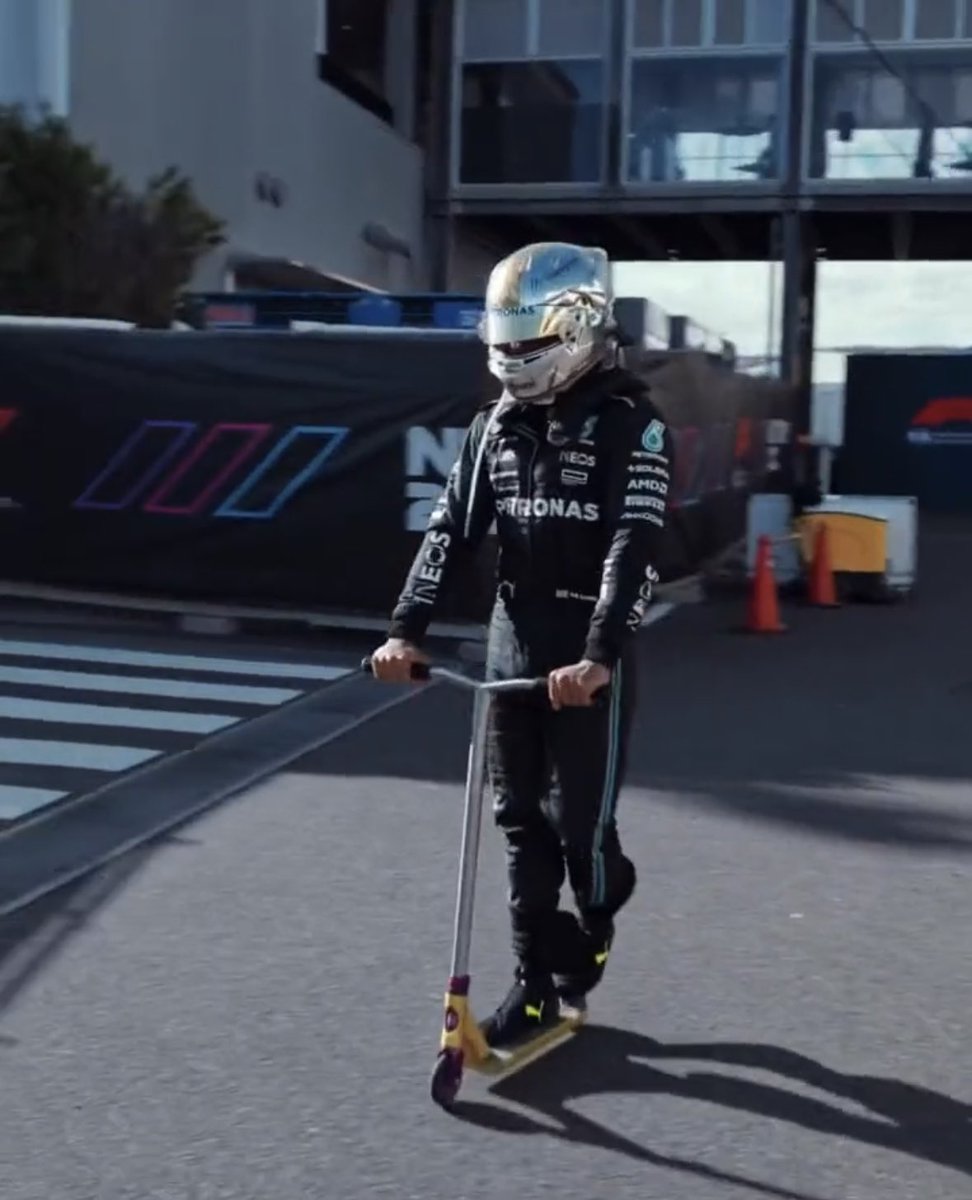 goatforty4's tweet photo. scooting and drinks after the race yeah lewis hamilton is winning the idgaf war https://t.co/C4aLYxedIO