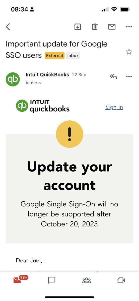 Joel Fielder (@joelfielder) on Twitter photo This is an odd and annoying decision. Why would you remove sign-in with Google? <a href="/QuickBooks/">Intuit QuickBooks</a> This is an odd and annoying decision. Why would you remove sign-in with Google? <a href="/QuickBooks/">Intuit QuickBooks</a>