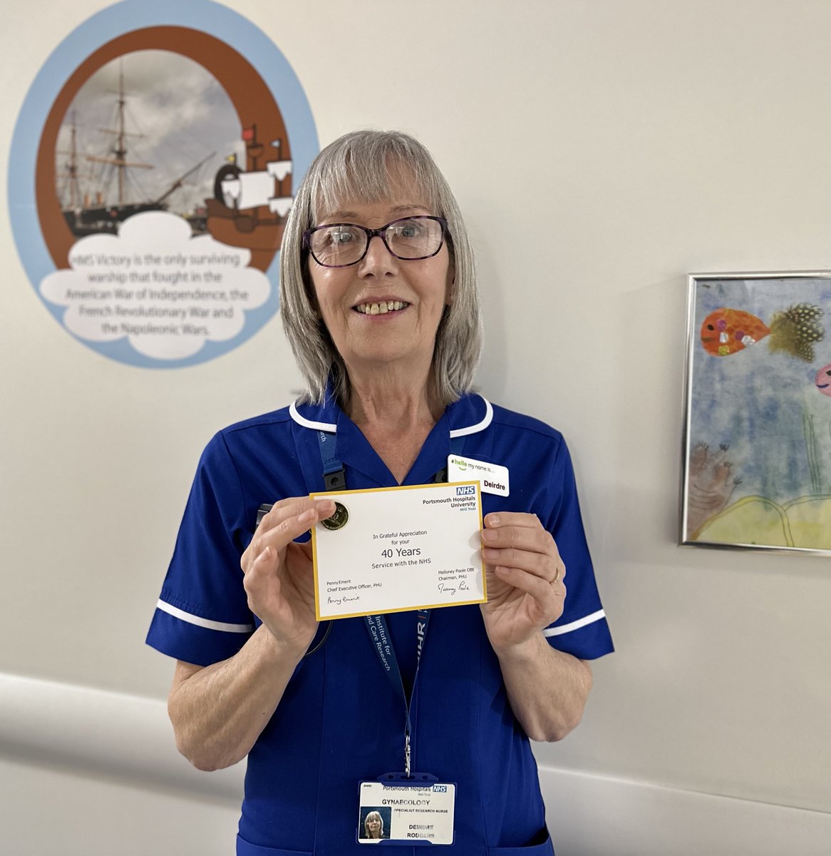 PHU_NHS's tweet photo. This week, Specialised Gynaecology Research Nurse, Deirdre Rogers celebrated 40 years of service for the NHS.
As a Specialised Gynaecology Research Nurse, Deirdre uses her position and experience to improve the health and wellbeing of women.
Congratulations!
#LongServiceSunday https://t.co/FNBYt7Eqou