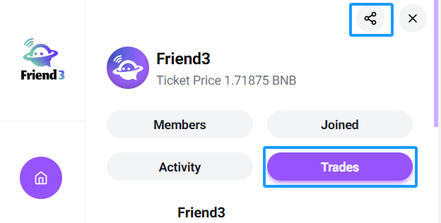 Friend3AI's tweet photo. GM, friends! 🌞 

@Friend3AI Just bought this lucky winner's #Ticket & donated in their group. Check it out in my room under the "Trades" tab: 👉 https://t.co/i9b2iCLKsH

Stay tuned for full docs on #Friend3's roadmap & vision.

Next milestone, here we come! 🚀📚